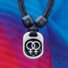 Metal Ice pride double female symbols pendant